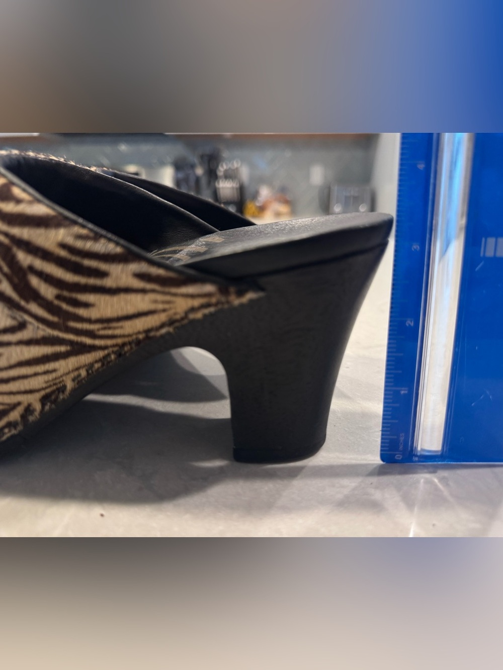 Dansko Rae Calf Hair Heeled Mules Brown and Cream Zebra-Print Clogs - Picture 4 of 8